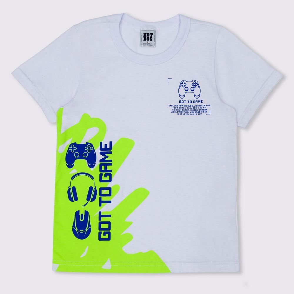 Camiseta 4 a 10 anos Silk Game Meia Malha Hot Dog