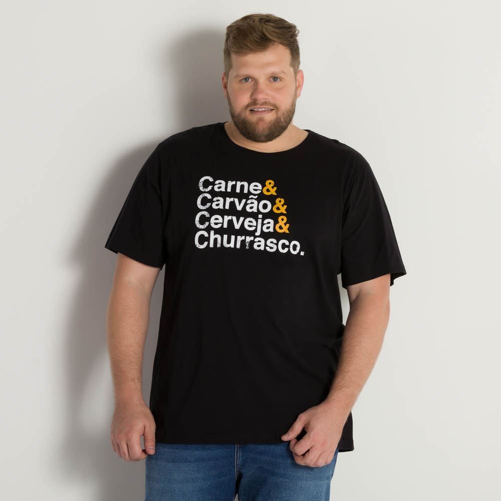 Camiseta Churrasco Carne Carvão Cerveja Marc Alain Plus