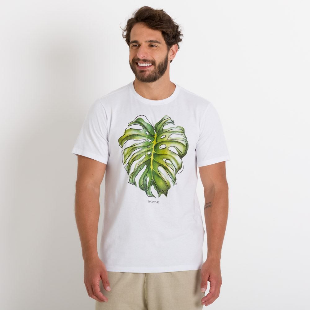 Camiseta com Estampa Tropical Marc Alain