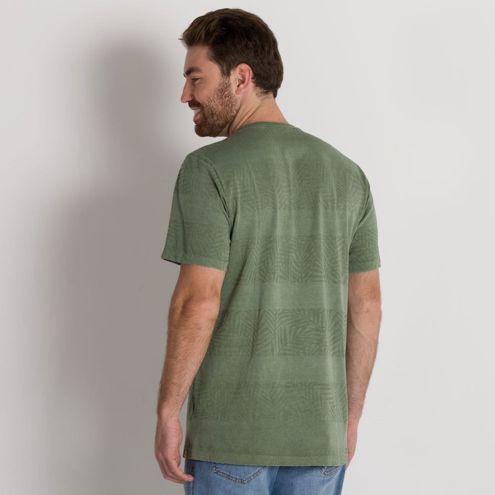 Camiseta Estonada Full Print com Folhas Marc Alain