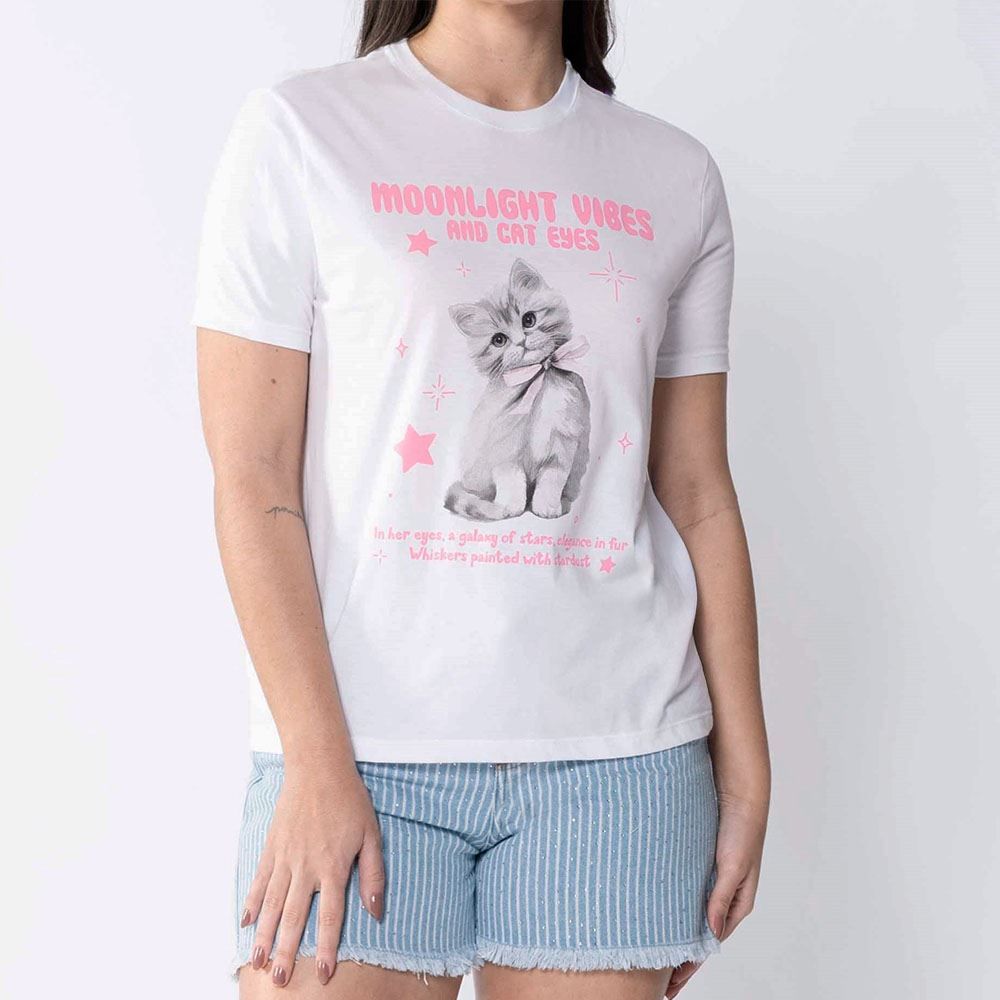 Camiseta Feminina Com Estampa De Gatinho Boby Blues