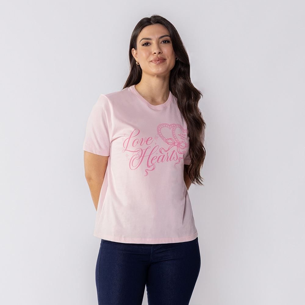 Camiseta Feminina Love Hearts Boby Blues