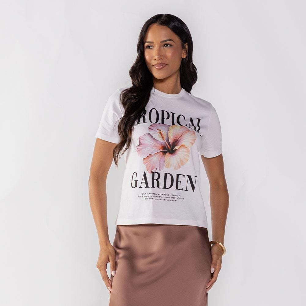 Camiseta Feminina Tropical Garden Boby Blues