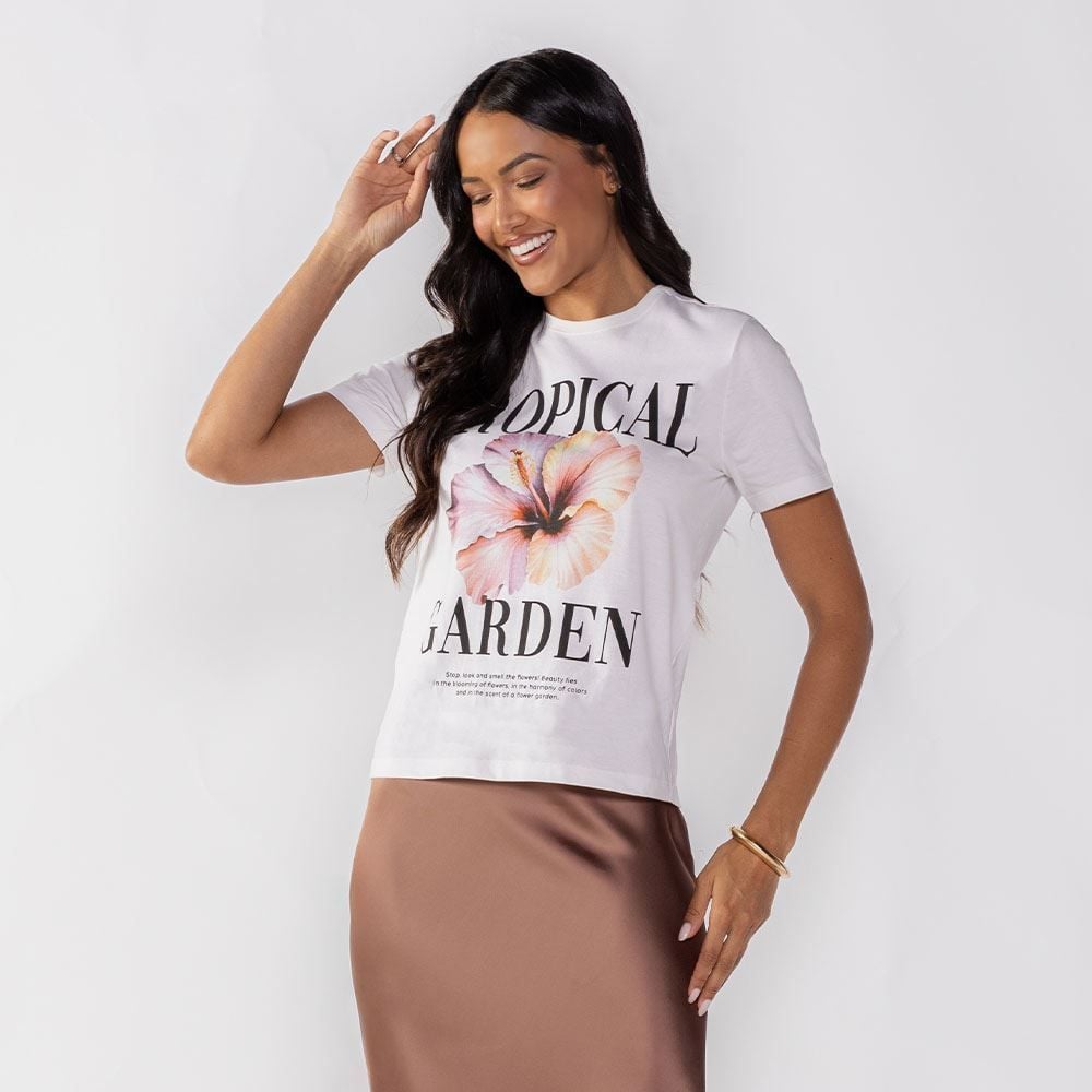 Camiseta Feminina Tropical Garden Boby Blues