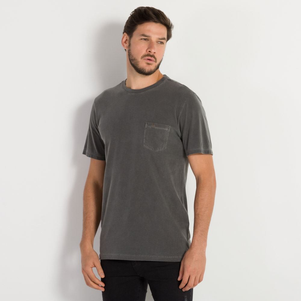 Camiseta Flame Estonada com Bolso Marc Alain