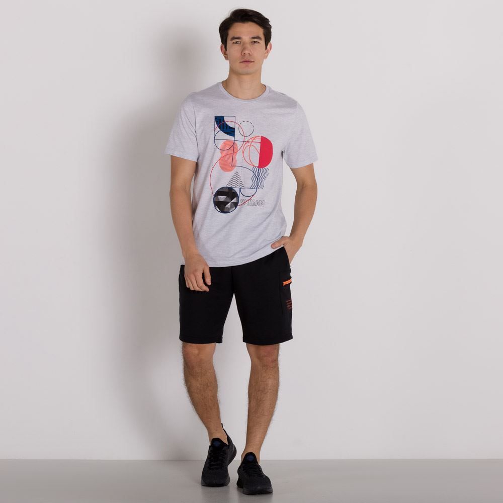 Camiseta Malha Estampa Geométrica Scream