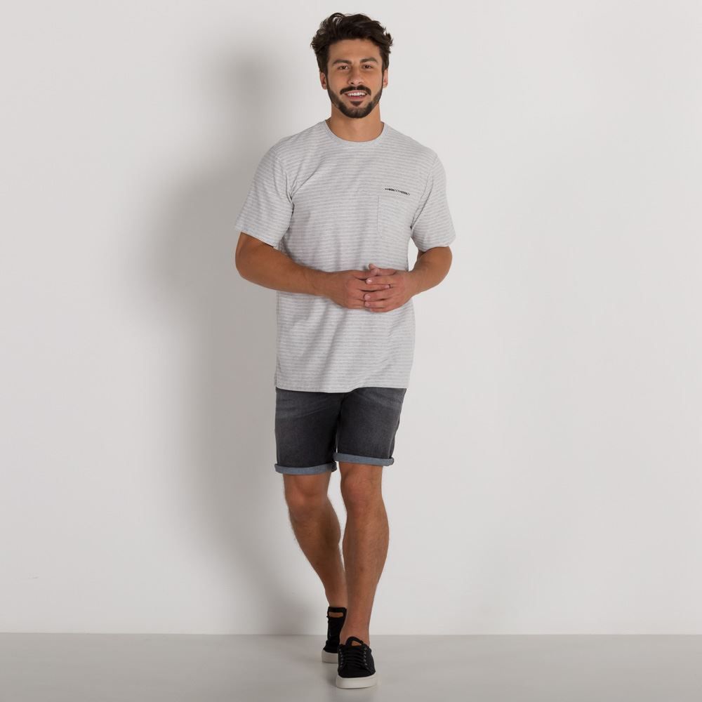 Camiseta Manga Curta com Bolso Marc Alain