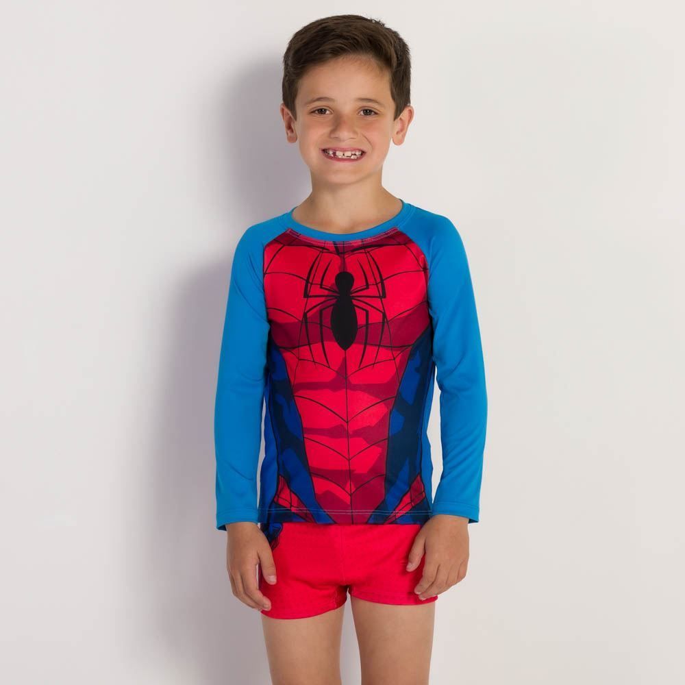 Camiseta Manga Longa Praia Infantil 4 a 10 Anos Marvel