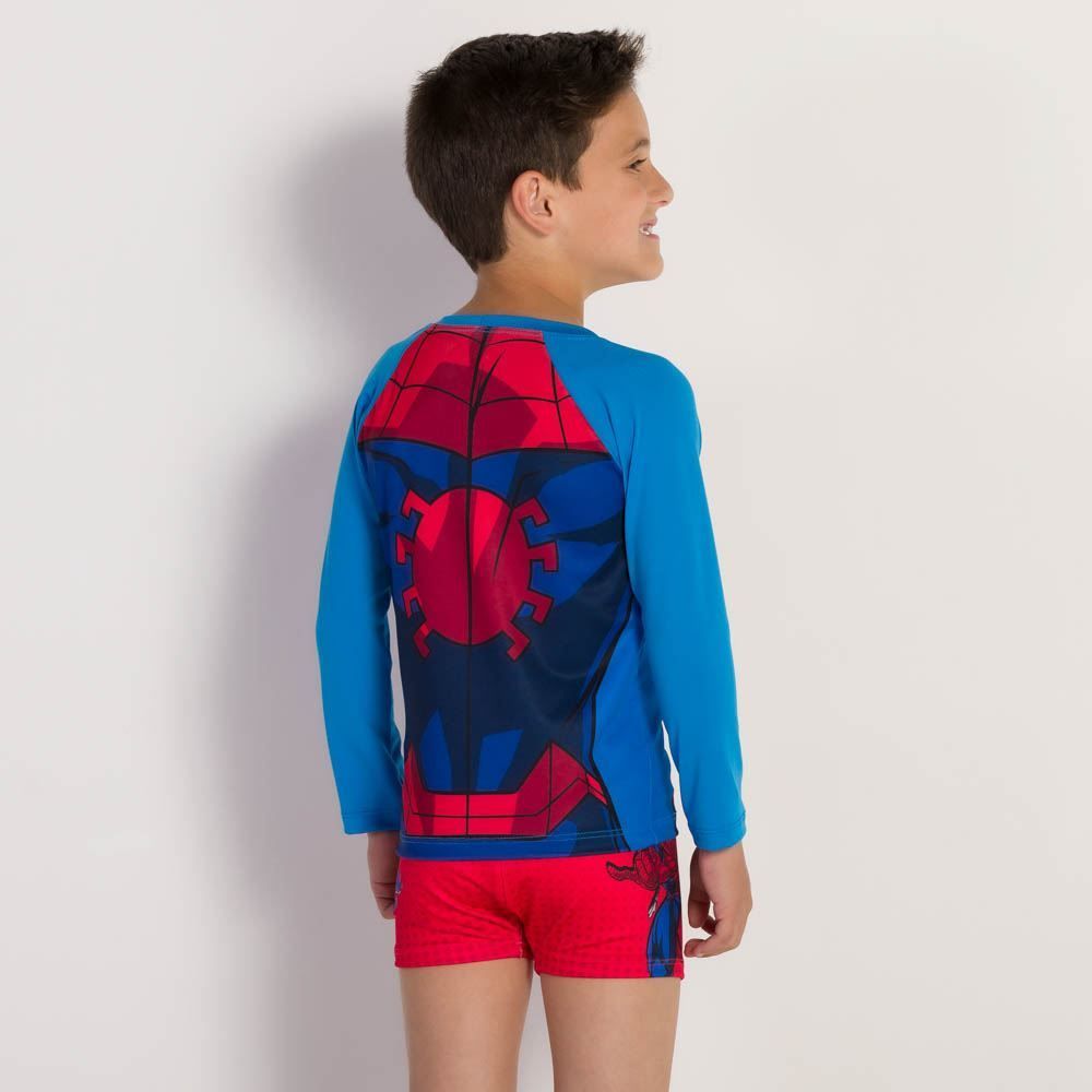Camiseta Manga Longa Praia Infantil 4 a 10 Anos Marvel