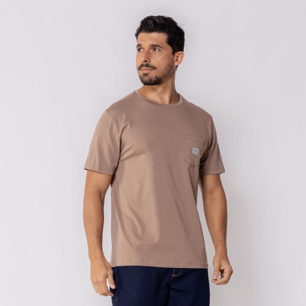 Camiseta Masculina Com Bolso De Algodão Pima Marc Alain 