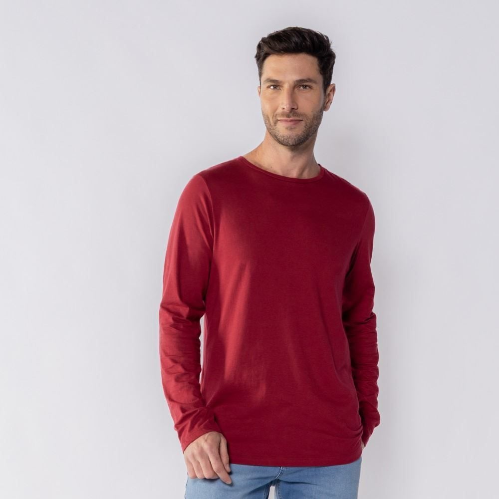 Camiseta Masculina Manga Longa de Algodão Marc Alain