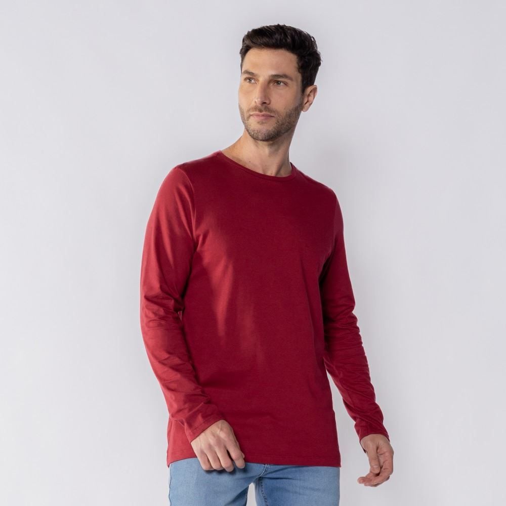 Camiseta Masculina Manga Longa de Algodão Marc Alain