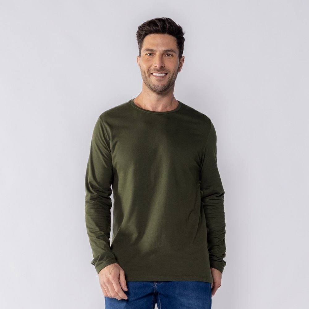 Camiseta Masculina Manga Longa de Algodão Marc Alain