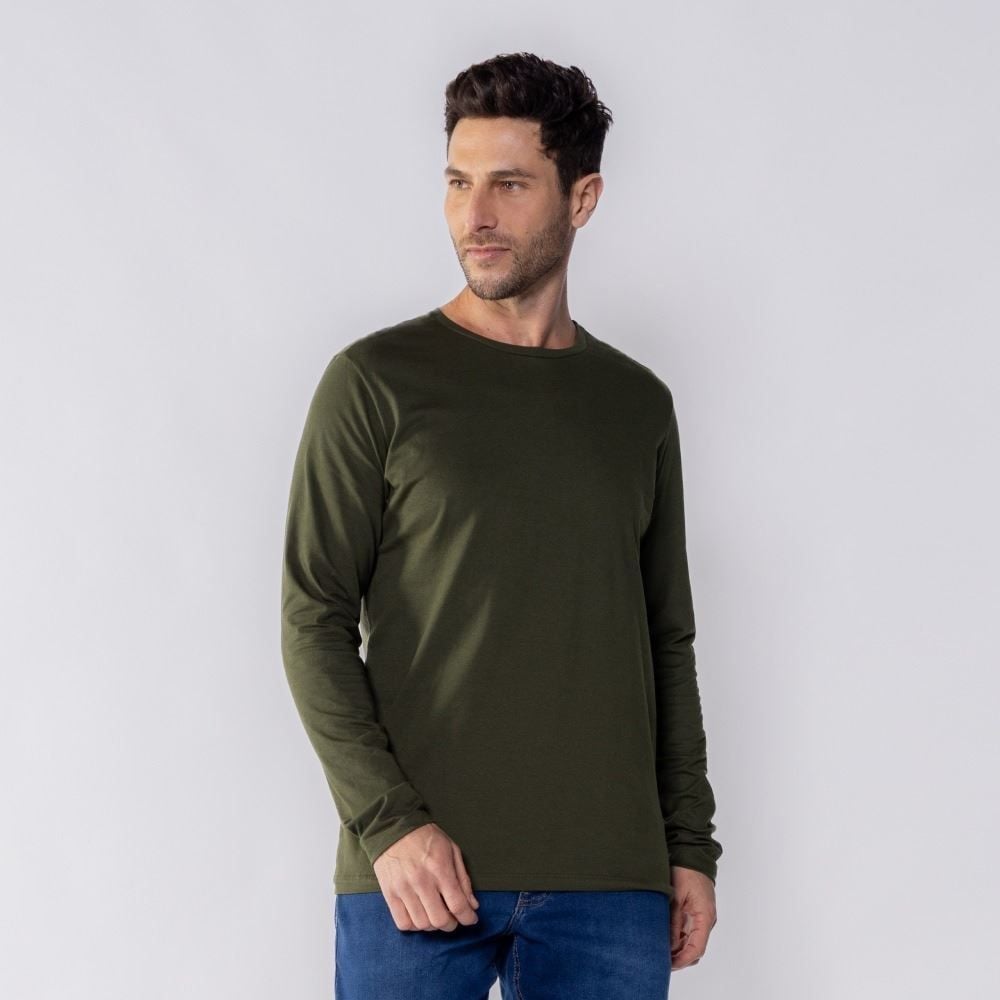 Camiseta Masculina Manga Longa de Algodão Marc Alain