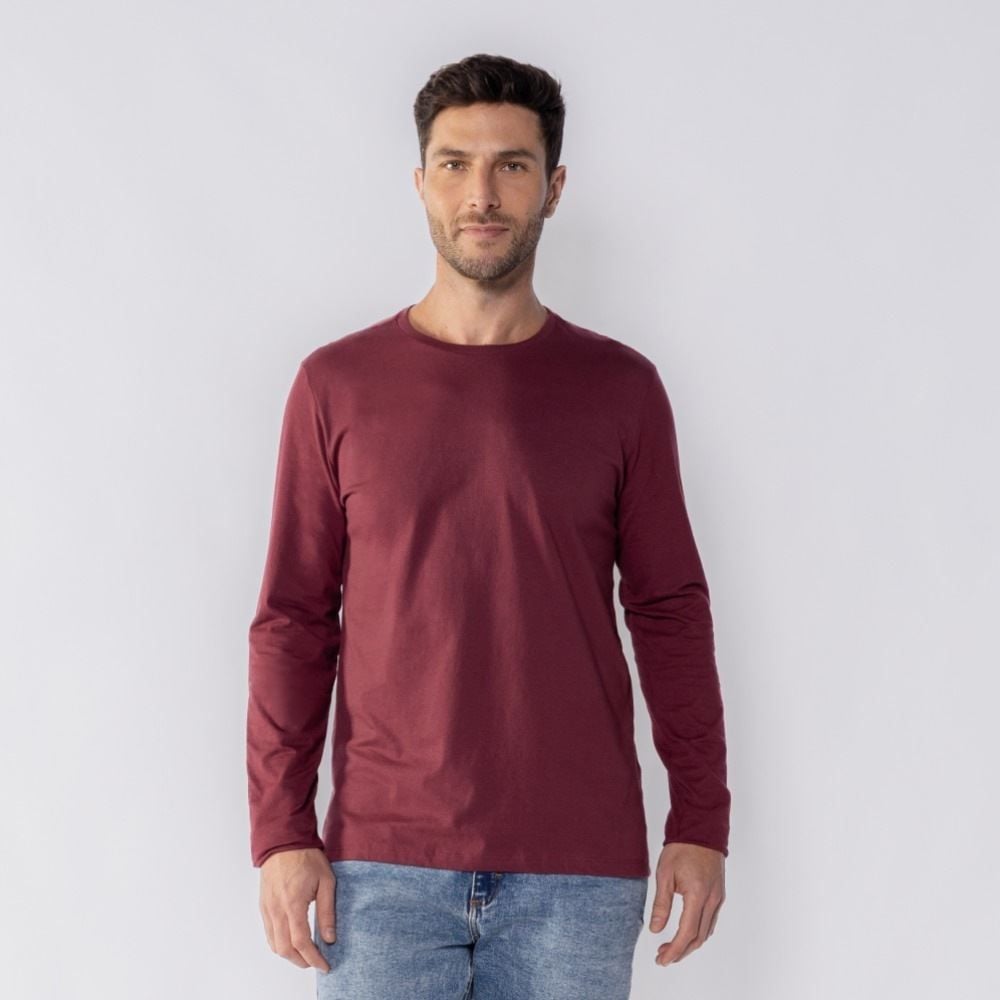 Camiseta Masculina Manga Longa de Algodão Marc Alain