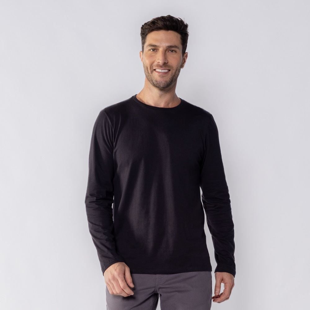 Camiseta Masculina Manga Longa de Algodão Marc Alain