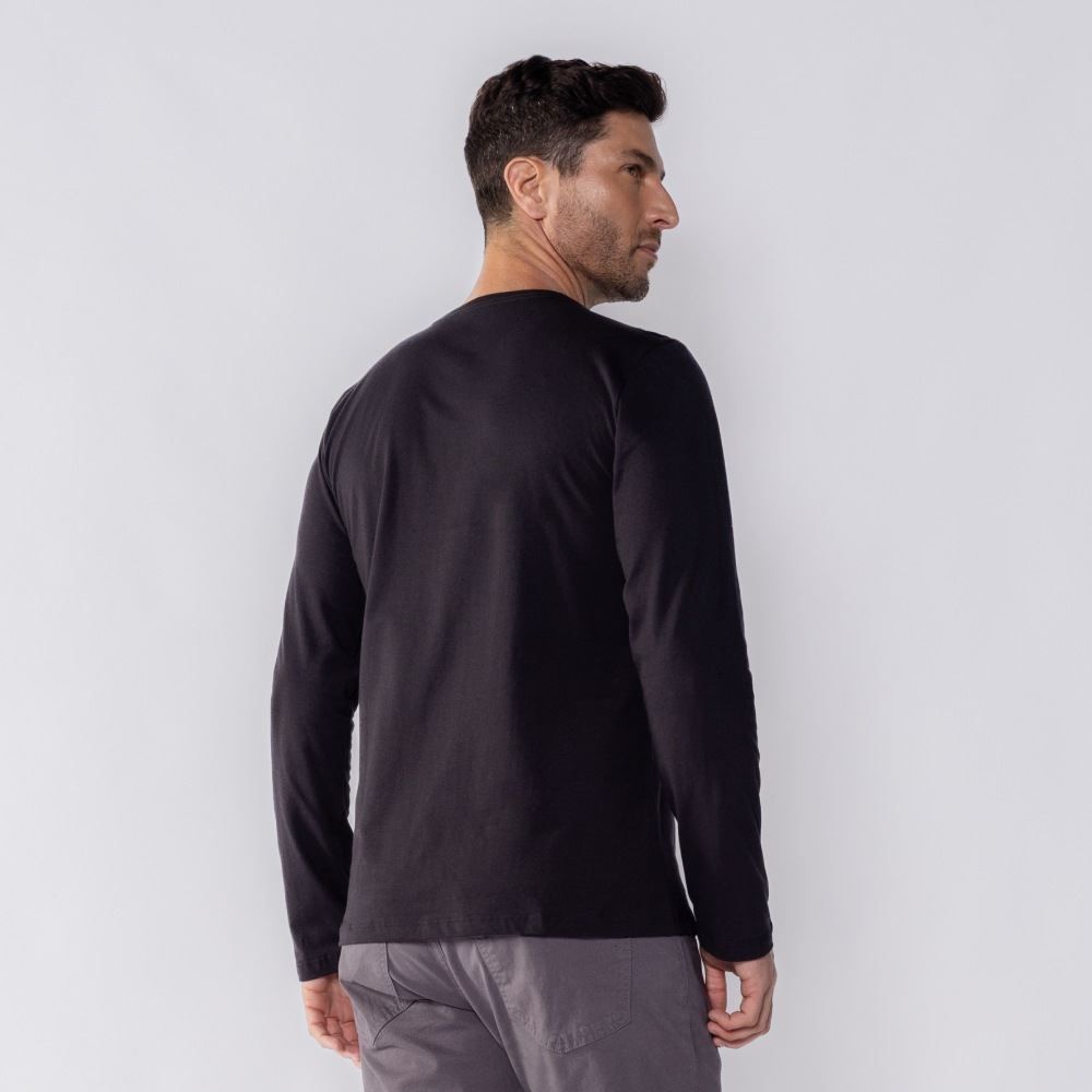 Camiseta Masculina Manga Longa de Algodão Marc Alain