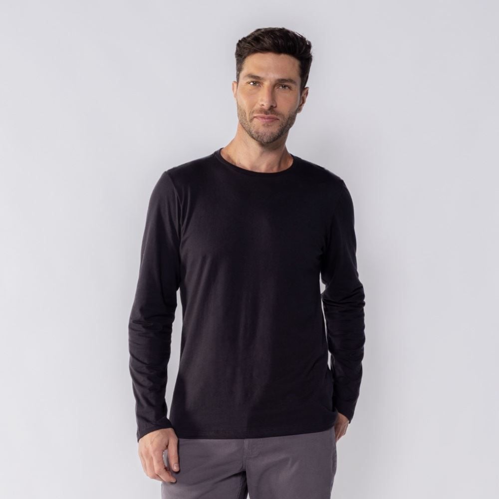 Camiseta Masculina Manga Longa de Algodão Marc Alain