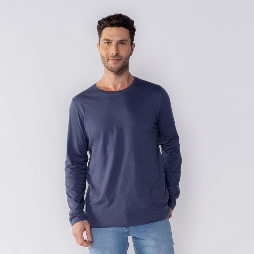 Camiseta Masculina Manga Longa de Algodão Marc Alain