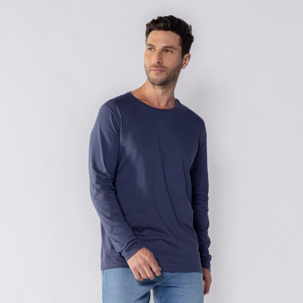 Camiseta Masculina Manga Longa de Algodão Marc Alain