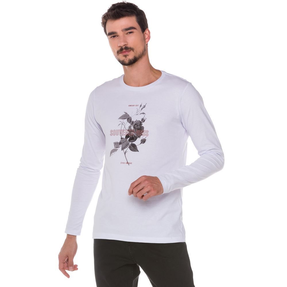 Camiseta Masculina Manga Longa Estampada Thing