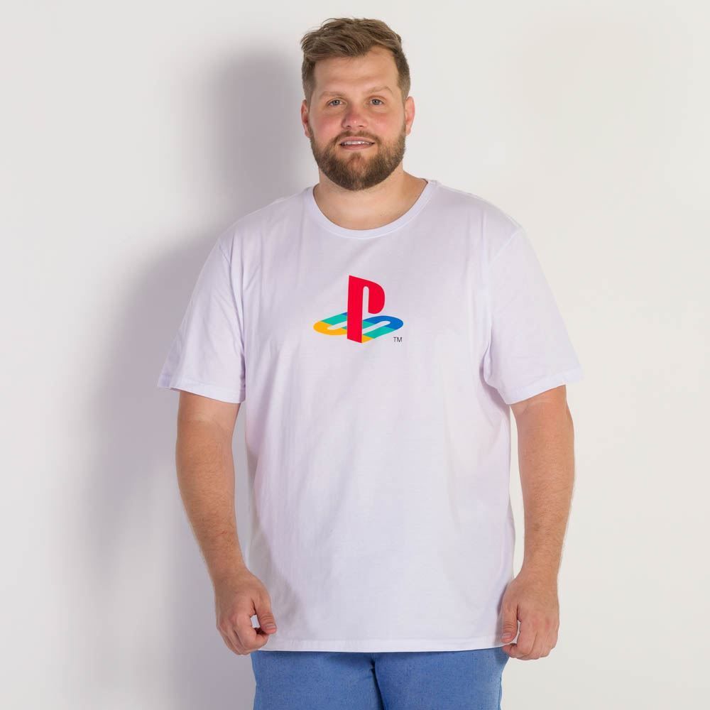 Camiseta Masculina Plus Size Playstation Logo BandUP