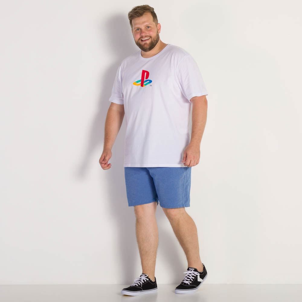 Camiseta Masculina Plus Size Playstation Logo BandUP