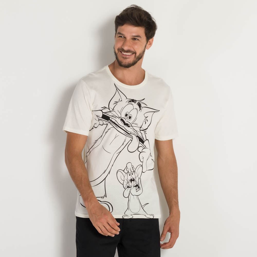 Camiseta Masculina Tom e Jerry Careta BandUP