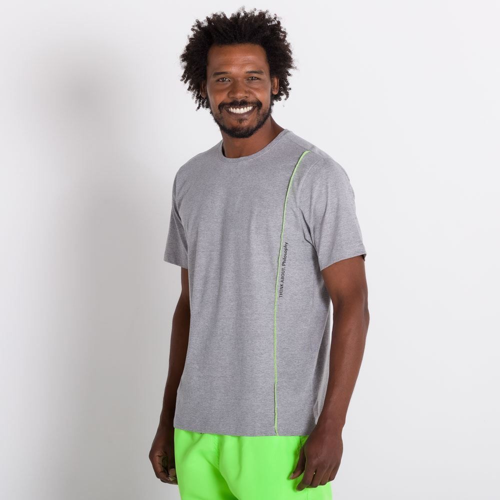 Camiseta Meia Malha com Detalhe Neon Thing