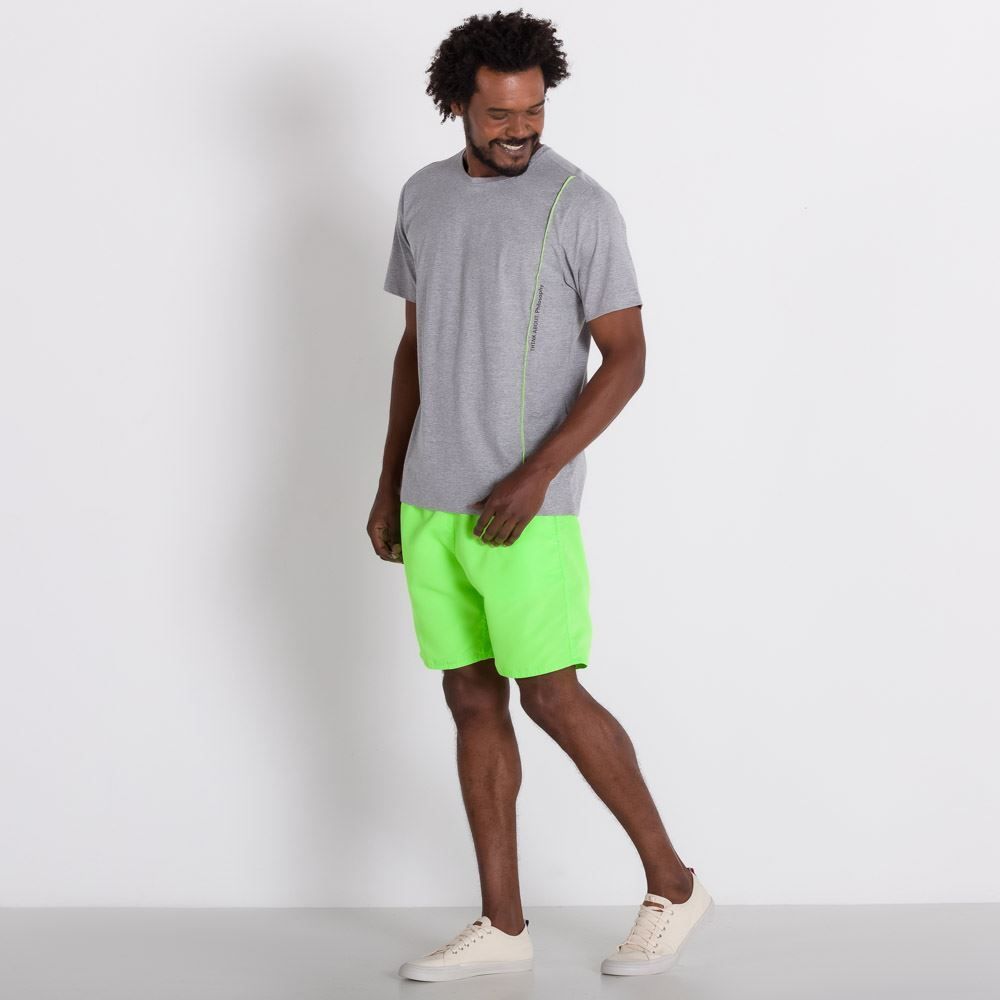 Camiseta Meia Malha com Detalhe Neon Thing