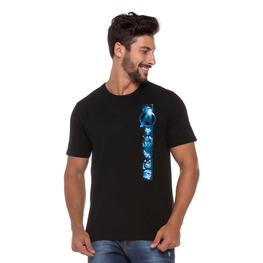 Camiseta Meia Malha Estampa Lateral Marvel