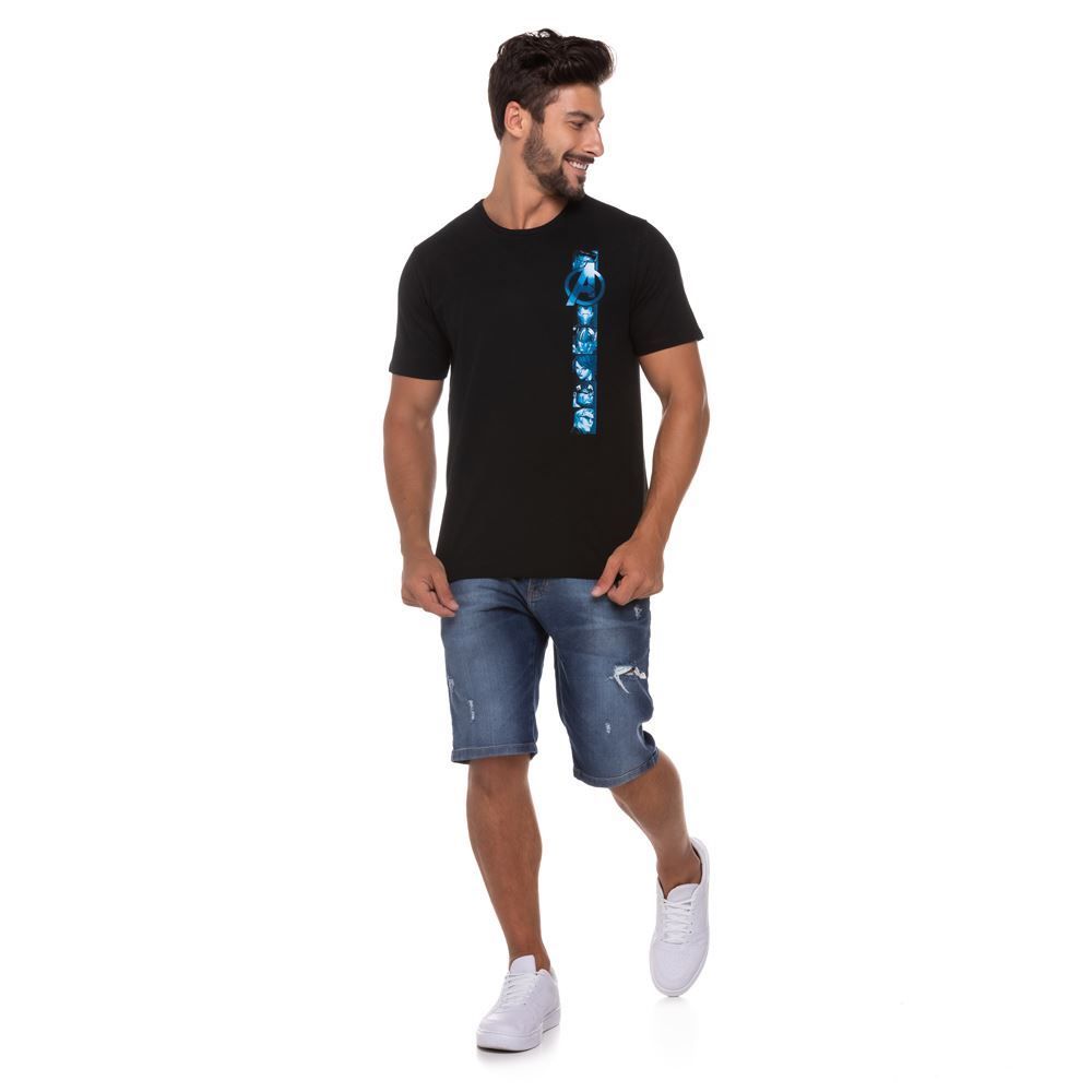 Camiseta Meia Malha Estampa Lateral Marvel