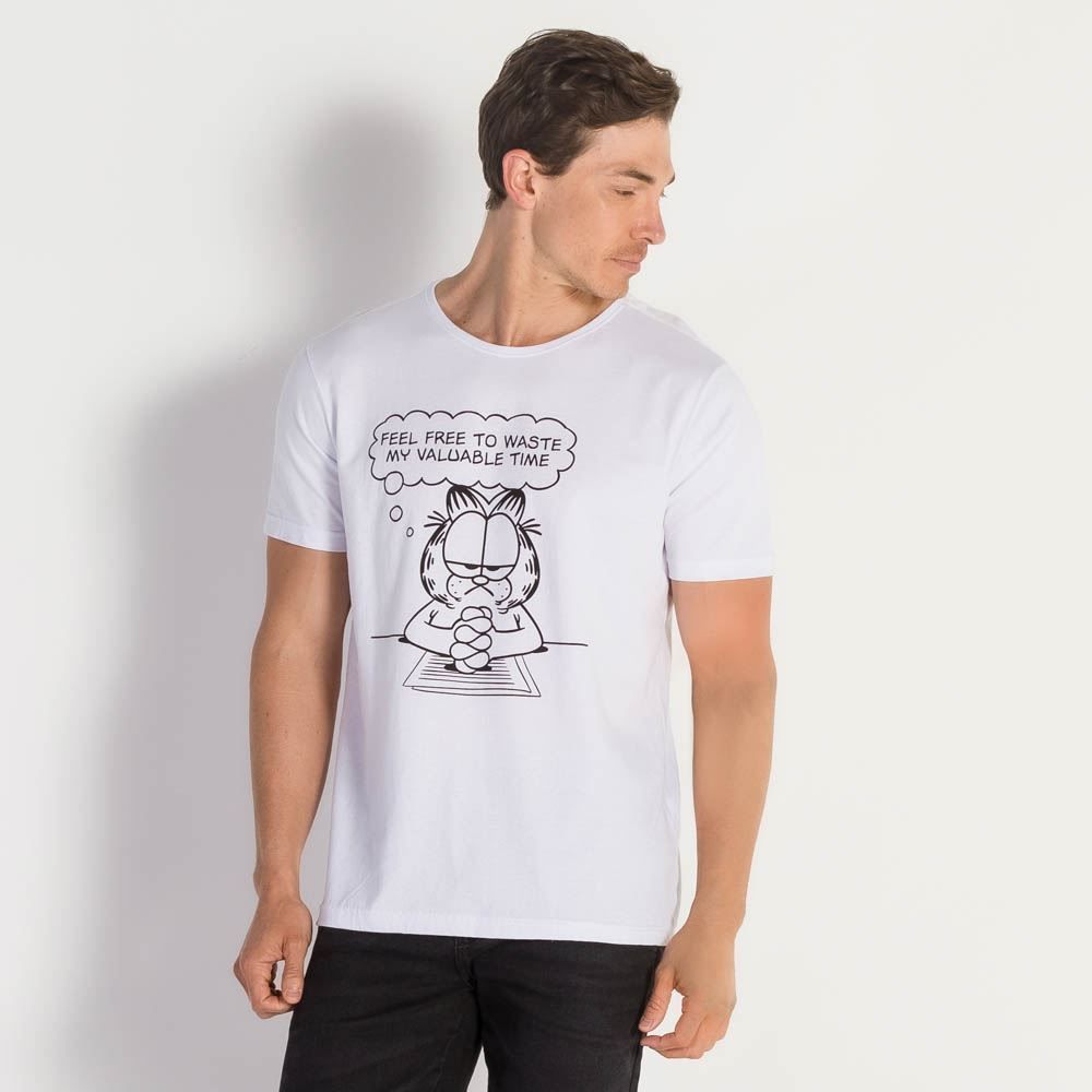 Camiseta Meia Malha Garfield Banker
