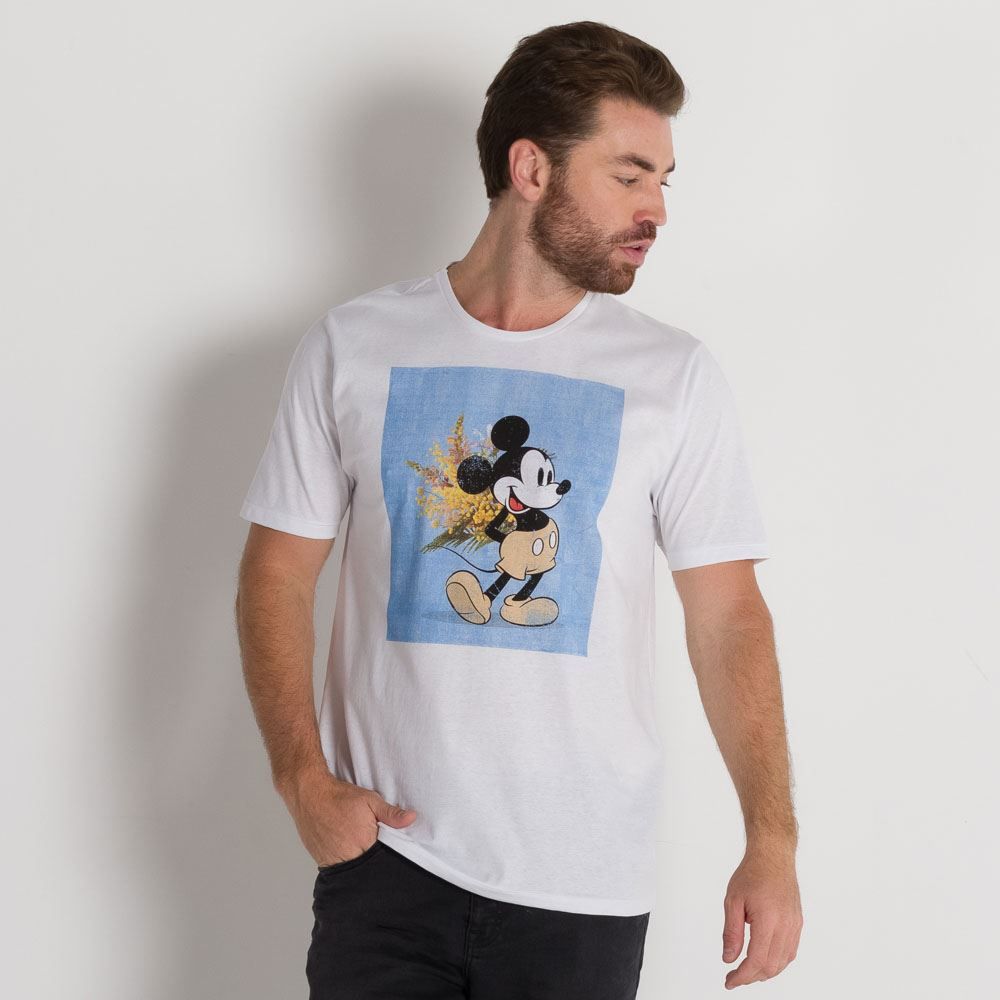 Camiseta Mickey com Buquê de Flores Disney