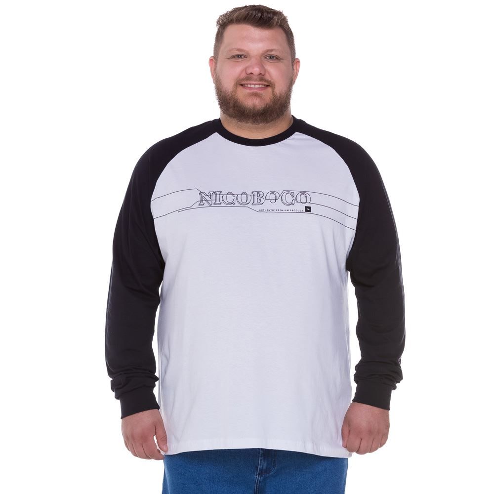Camiseta Plus Size com Manga Raglan Nicoboco