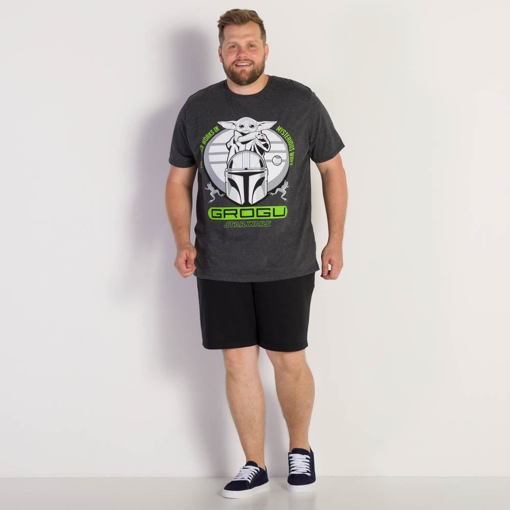 Camiseta Plus Size Masculino Grogu Star Wars Disney