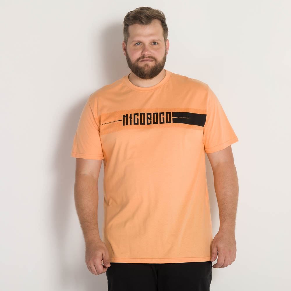 Camiseta Plus Size Meia Malha Estampada Nicoboco