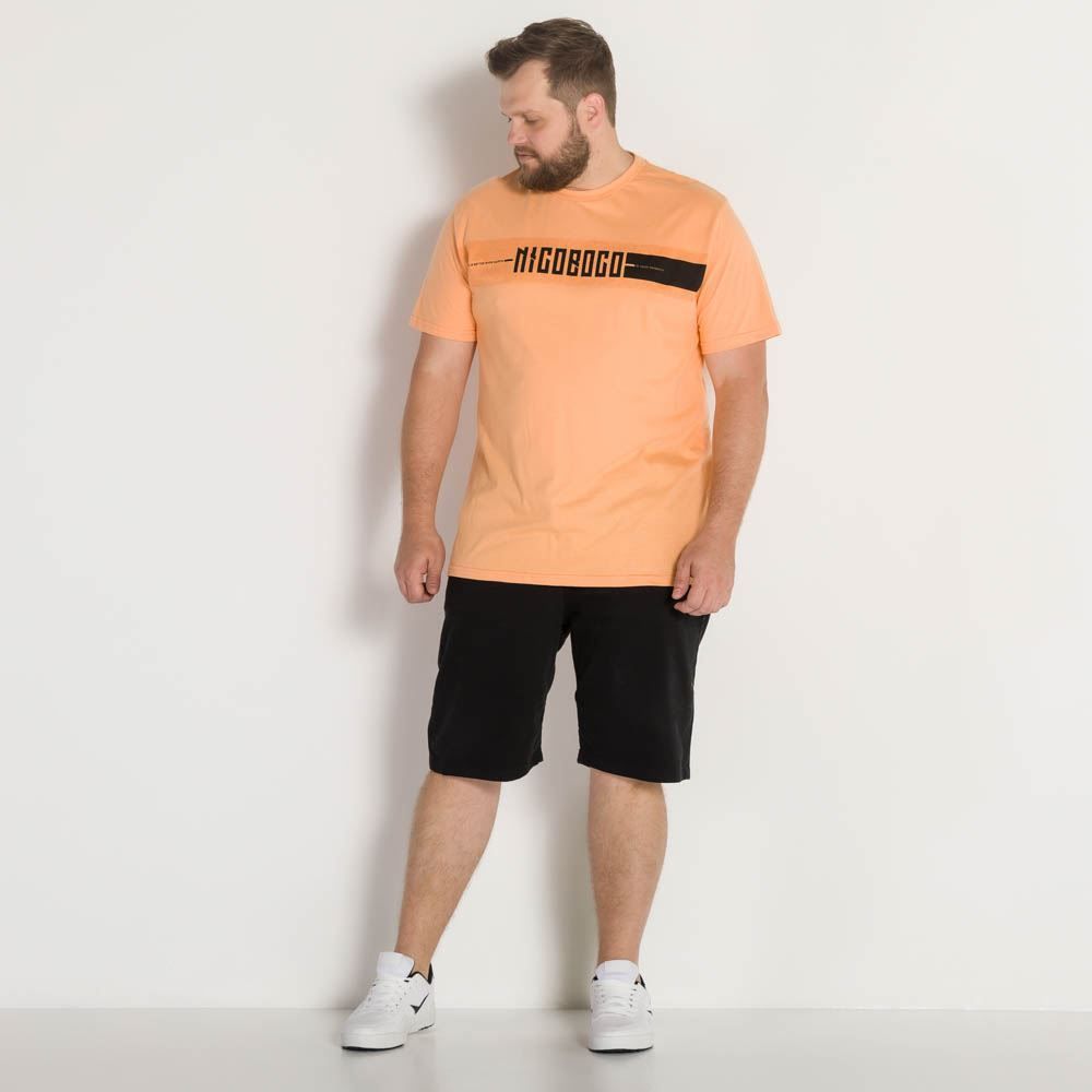 Camiseta Plus Size Meia Malha Estampada Nicoboco