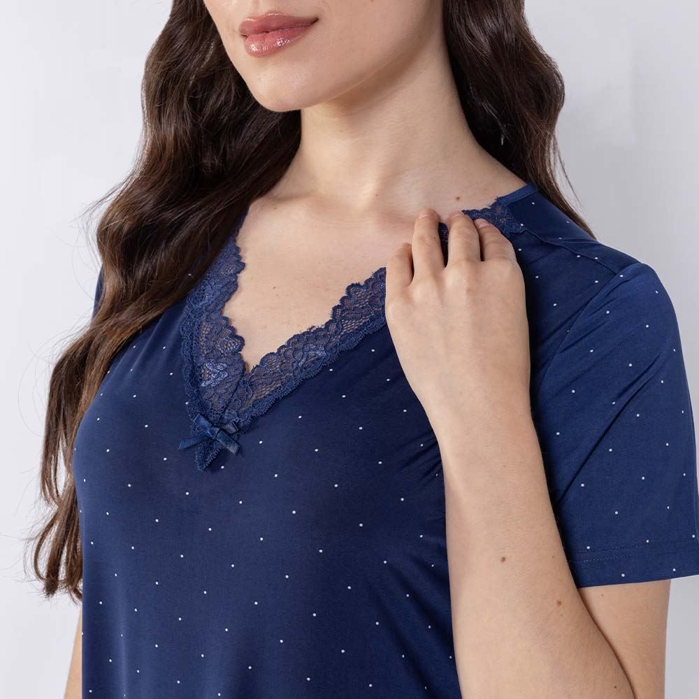 Camisola Feminina Manga Curta Poá Holla