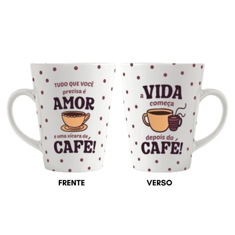 Caneca Amor E Café Lv Porcelanas - 290Ml