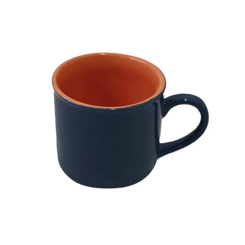 Caneca Cerâmica 90Ml Dynasty - Azul Retro/Areia