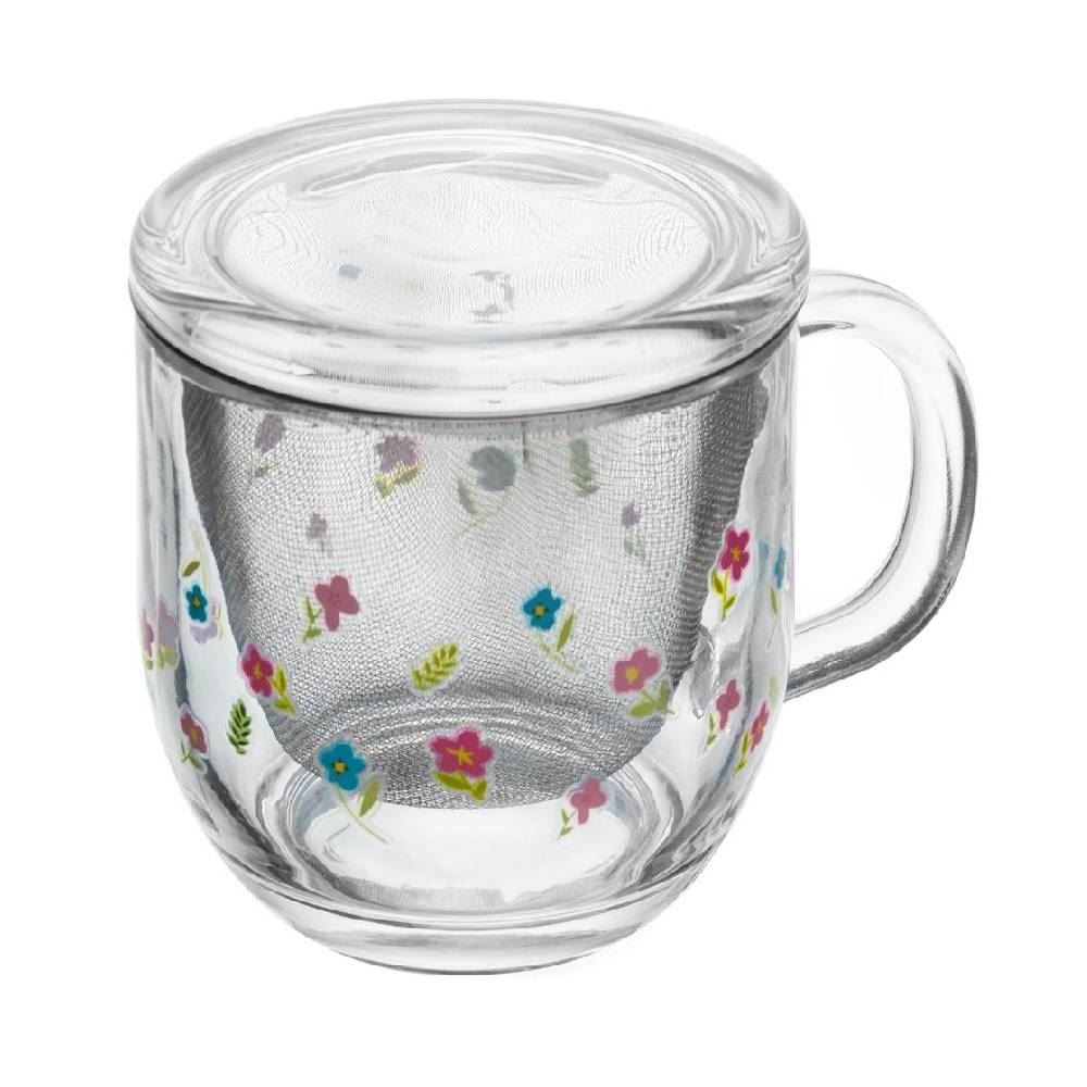 Caneca Com Infusor E Tampa Primavera 330Ml Lyor - Flores