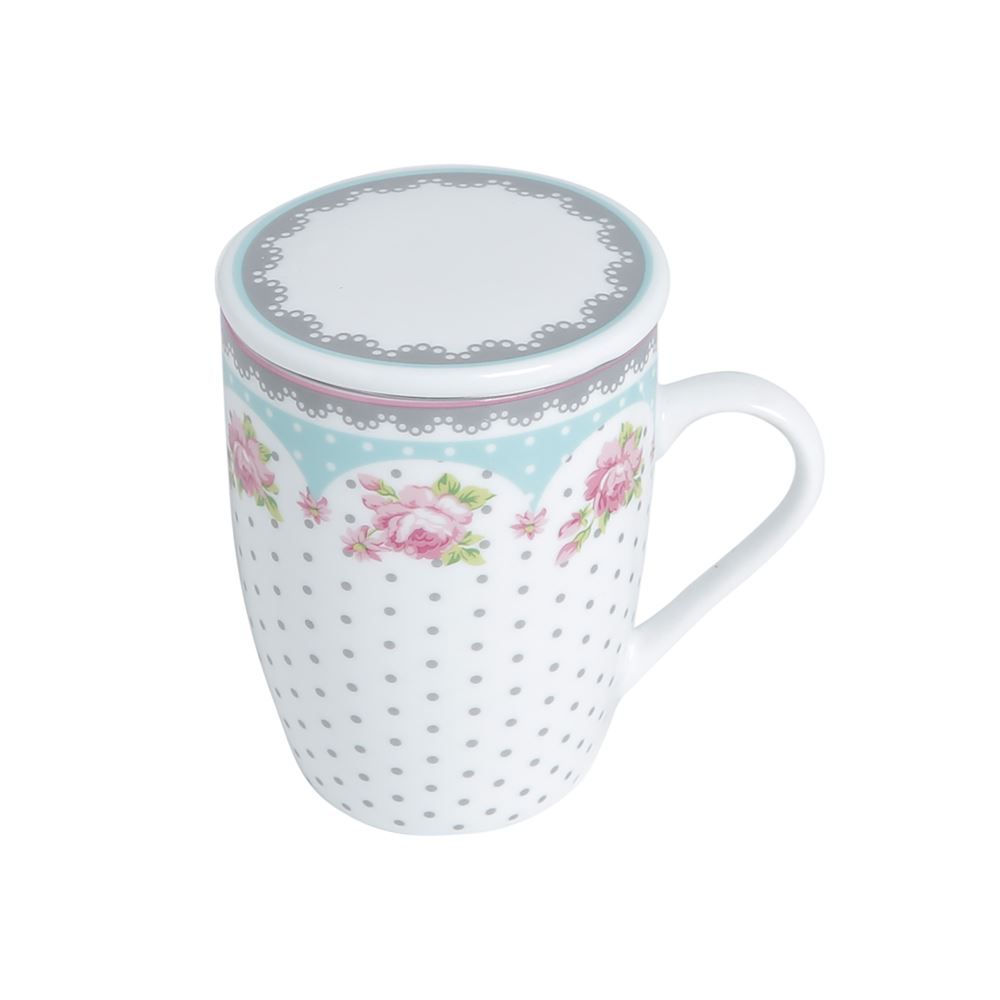 Caneca Com Tampa Em Porcelana E Filtro De Aço Lyor 340Ml - AMELIA