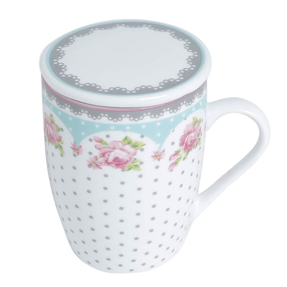 Caneca Com Tampa Em Porcelana E Filtro De Aço Lyor 340Ml - Amelia