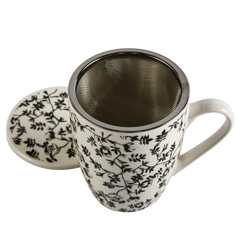 Caneca Com Tampa Em Porcelana E Filtro De Aço Lyor 310Ml - Flowers