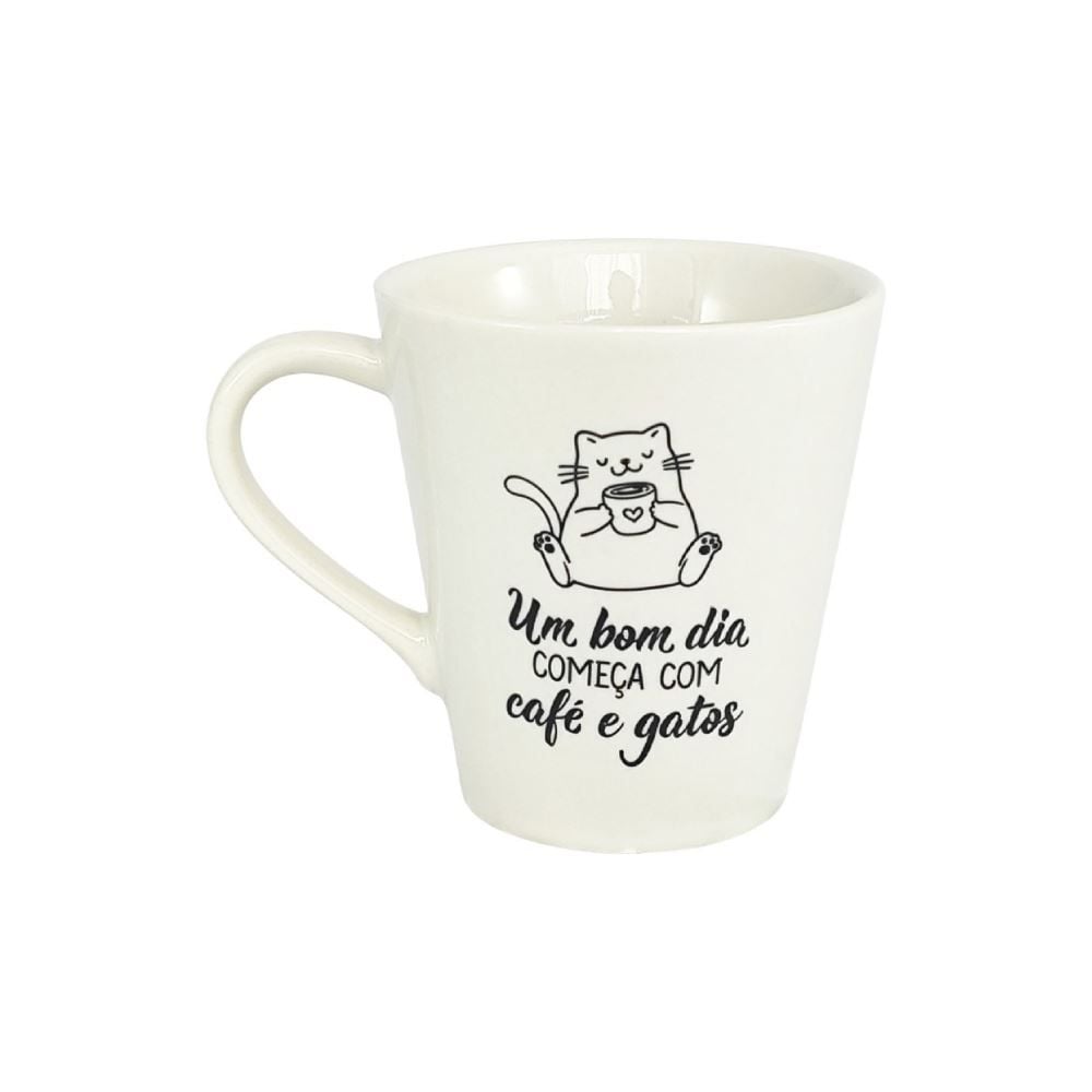 Caneca Cônica Decorada Lv Porcelanas 290Ml - CAFE E GATOS