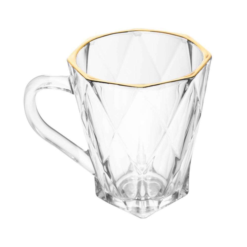 Caneca Cristal Diamond Fio De Ouro 180Ml Lyor