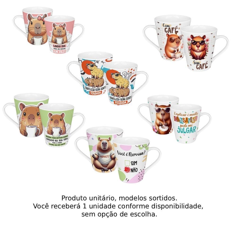 Caneca de Café em Porcelana Cônica Capivara 150Ml Terramada - Sortido