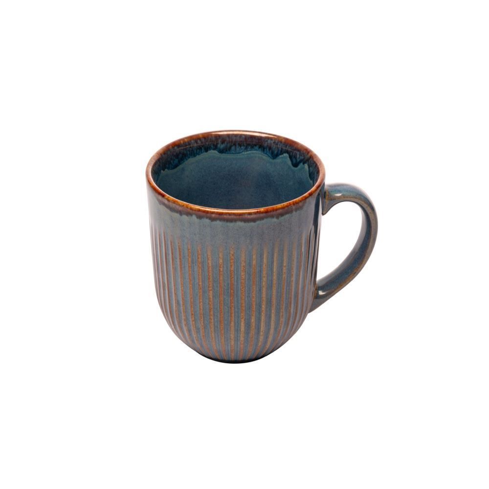 Caneca De Cerâmica Linear Lyor 380 Ml - Azul