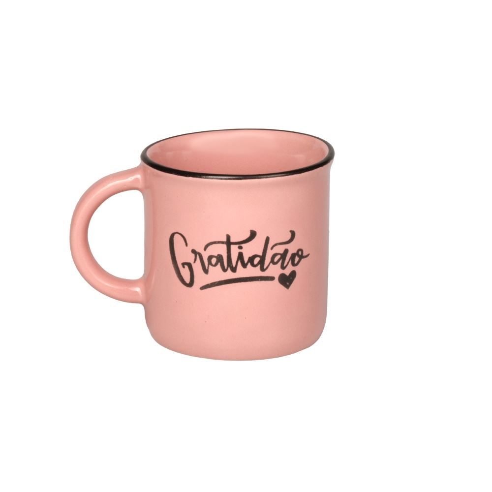 Caneca de Cerâmica Vintage Estampada Havan Casa 210Ml - Rosa Gratidão